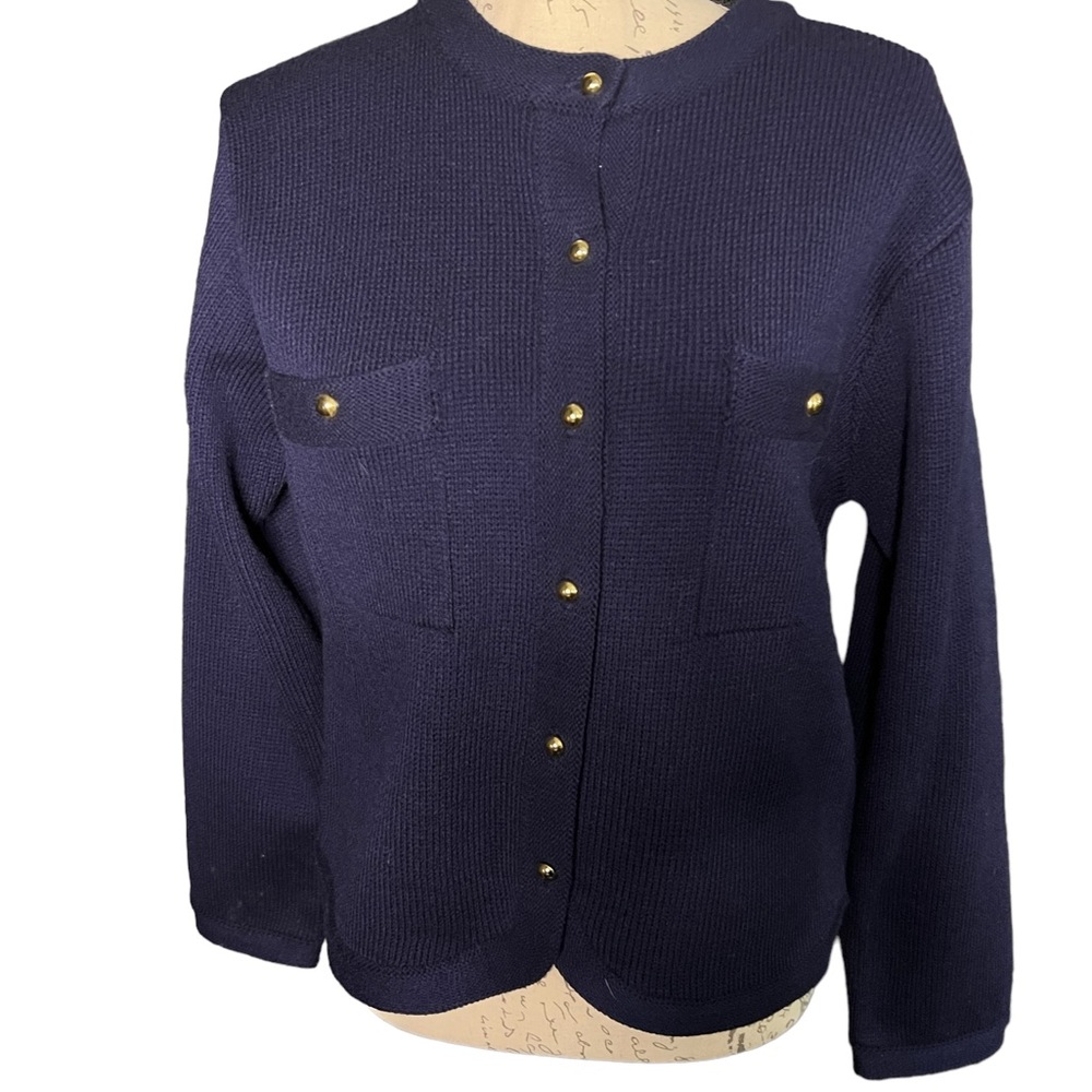 Bryn Connelly Navy Sweater Cardigan w/Gold Buttons. Sz M
